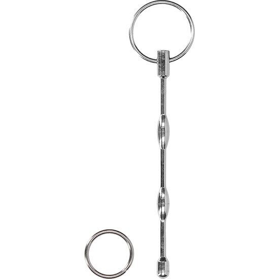 URETHRAL SOUNDING - RIBBED PLUG WITH RING image 0