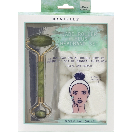 SET DE RODILLO FACIAL JADE Y DIADEMA ELÁSTICA ULTRASUAVE image 0