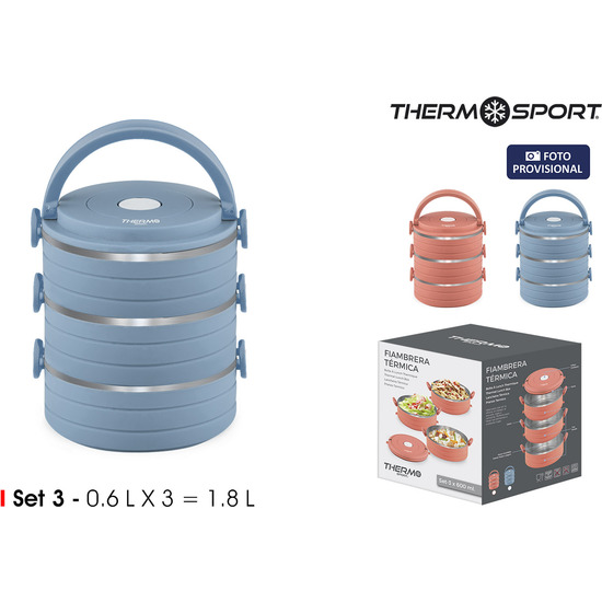 SET 3 FIAMBRERA TERMICA SS 0.6LT THERMOSPORT - COLORES SURTIDOS image 0