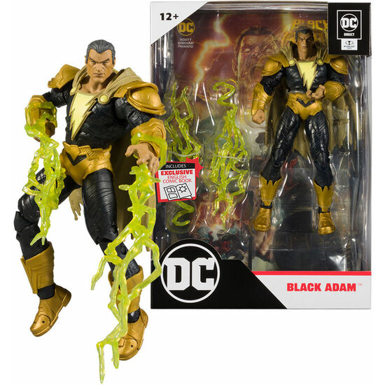 FIGURA BLACK ADAM + COMIC BLACK ADAM DC COMICS 17CM image 0