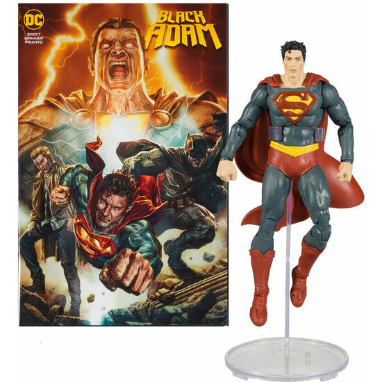 FIGURA SUPERMAN + COMIC BLACK ADAM DC COMICS 17CM image 0