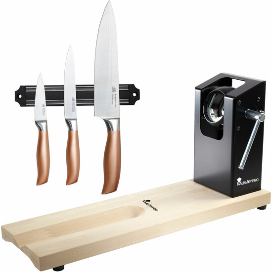 PACK JAMONERO MASTERPRO Y UN CUCHILLO DESHUESADOR 13.75CM ACER INOX TOLEDO image 0