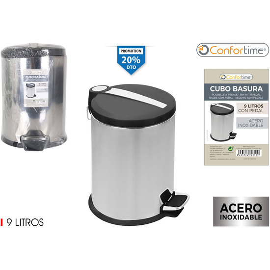 CUBO BASURA METAL C/PEDAL 9LTS CONFORTIME image 0