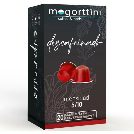 DESCAFEINADO MOGORTTINI, CAJA DE 20 CÁPSULAS. COMPATIBLES NESPRESSO image 0