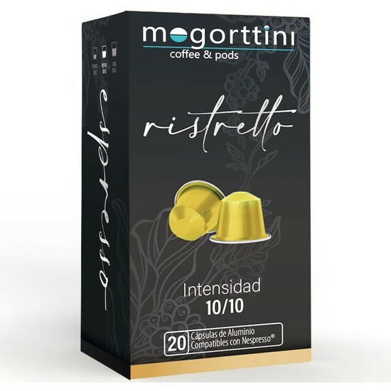 RISTRETTO 20 CÁPSULAS MOGORTTINI COMPATIBLES CON NESPRESSO, EN ALUMINIO image 0