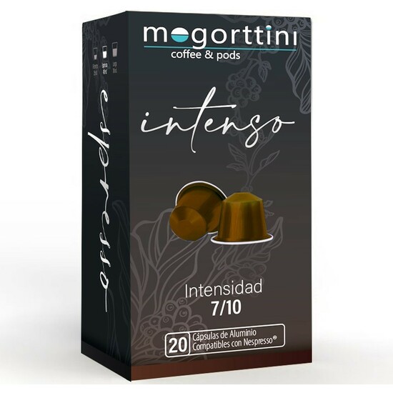 INTENSO 20 CÁPSULAS MOGORTTINI COMPATIBLES CON NESPRESSO, EN ALUMINIO image 0