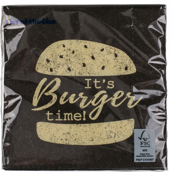 PACK20SERVILLETAS PAPEL33X33 BURGER TIME image 0