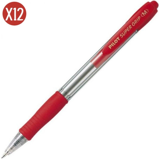 PACK 12 BOLÍGRAFO PILOT SÚPER GRIP ROJO image 0