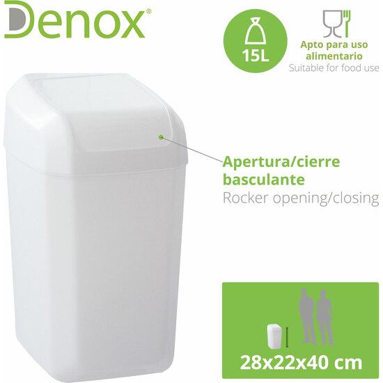 PACK RECICLAJE TROYA: 45 LITROS TOTALES, EN 2 CONTENEDORES, DE 15 Y 30 LITROS, EN COLOR BLANCO image 2