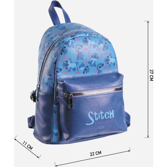 MOCHILA CASUAL MODA POLIPIEL STITCH BLUE image 2