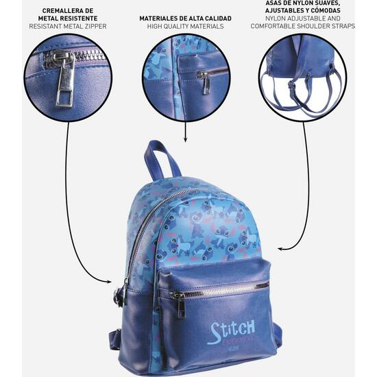 MOCHILA CASUAL MODA POLIPIEL STITCH BLUE image 3