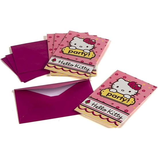 HELLO KITTY PACK 6 INVITACIONES+SOBRE PARA FIESTA  image 0