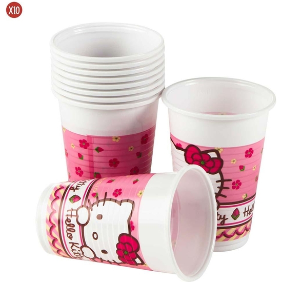 PACK 10 VASOS PLÁSTICO HELLO KITTY 200ML image 0