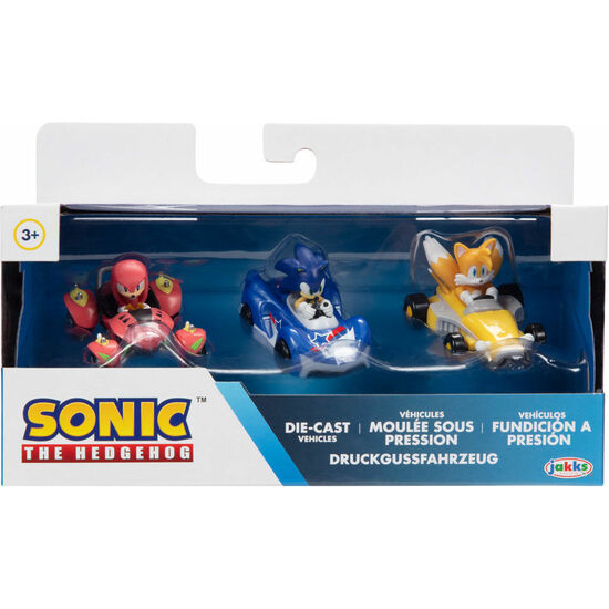 BLISTER 3 FIGURAS VEHICULO TEAM SONIC RACING 1/64 image 0