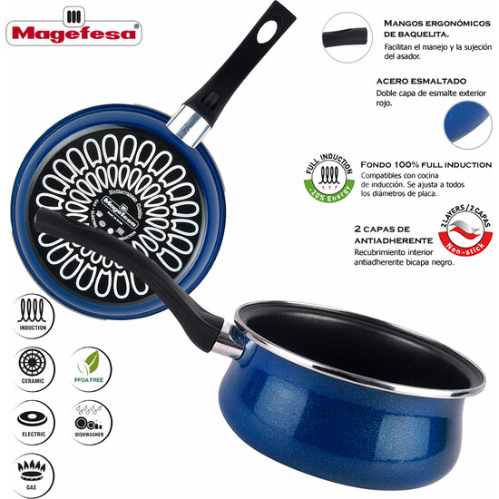 MAGEFESA COLECCIÓN PAULA - BATERÍA DE COCINA 10 PIEZAS. MATERIAL ACERO VITRIFICADO EXTERIOR AZUL. ANTIADHERENTE BICAPA, APTAS PARA TODO TIPO DE COCINAS, ESPECIAL INDUCCIÓN. 50% DE AHORRO ENERGÉTICO. image 3