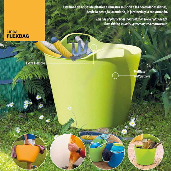 BOLSA PARA MÚLTIPLES USOS, EN MATERIAL PLÁSTICO FLEXIBLE, DE COLOR VERDE Ø SUP. 385 MM. INF. 280 H 300/340 MM. image 1