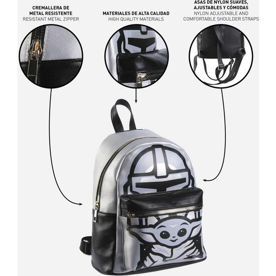 MOCHILA CASUAL MODA POLIPIEL THE MANDALORIAN SILVER image 3