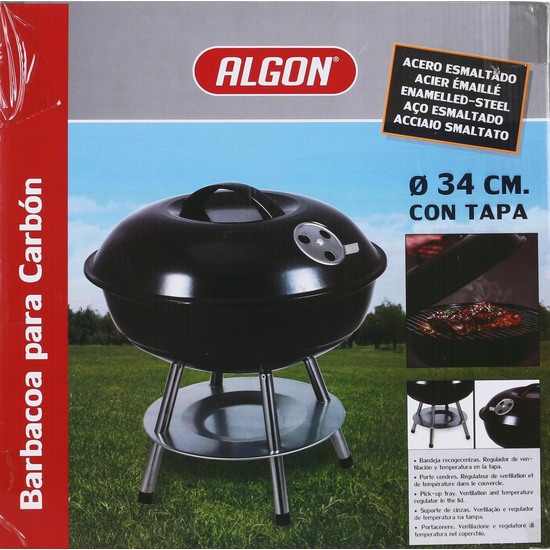 BARBACOA REDONDA C/TAPA 34CM NEGRA ALGON image 1