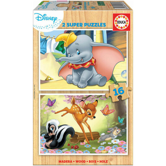 PUZZLE DUMBO + BAMBI ANIMALS DISNEY 2X16PZS image 0