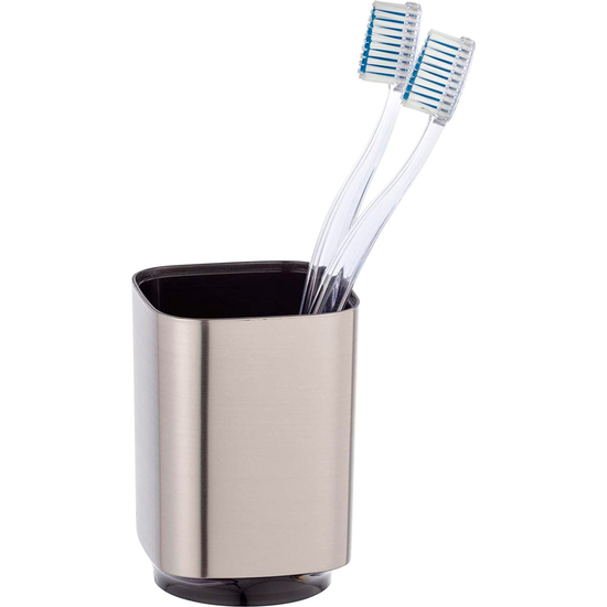 VASO DE DIENTES PARA BAÑO WENKO COLECCIÓN AURON, PLATEADO image 1