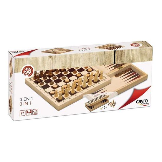 AJEDREZ, DAMAS Y BACKGAMMON MADERA 29X29 CM image 1