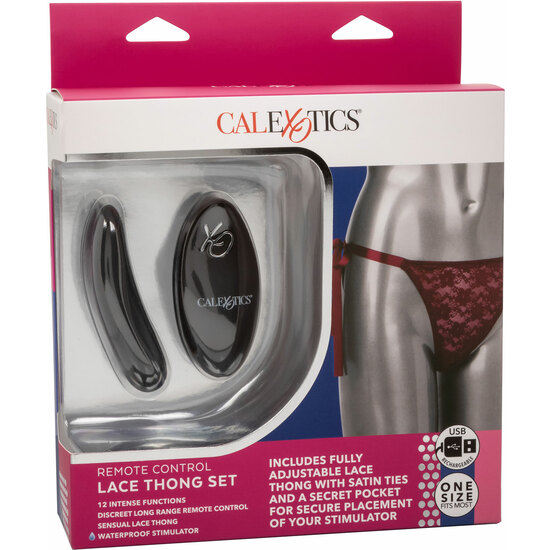 REMOTE CONTROL LACE THONG SET - RED image 1