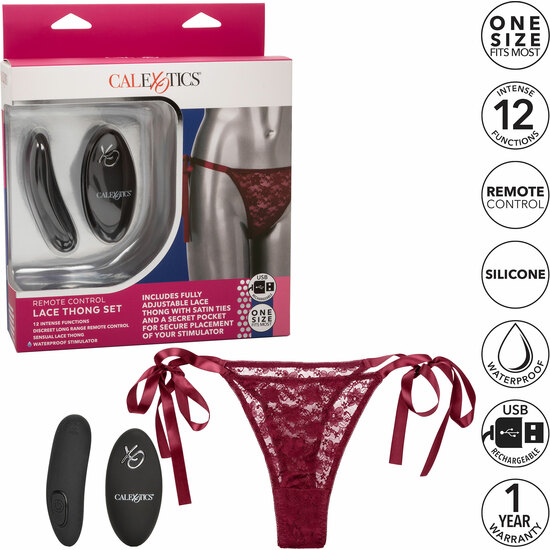 REMOTE CONTROL LACE THONG SET - RED image 4