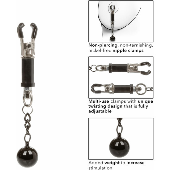 WEIGHTED TWIST NIPPLE CLAMPS - SILVER image 3