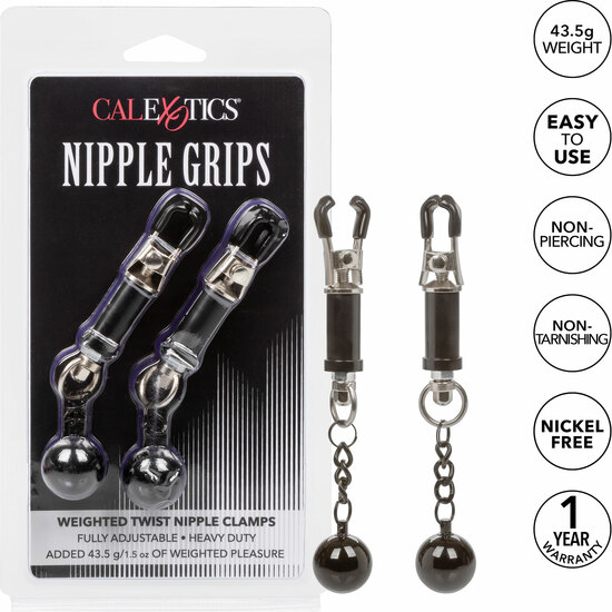 WEIGHTED TWIST NIPPLE CLAMPS - SILVER image 4
