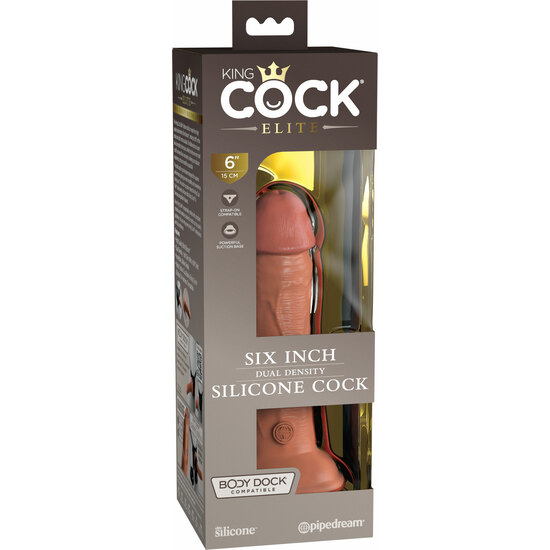 6 INCH 2 DENSITY SILICONE COCK - CARAMEL image 1
