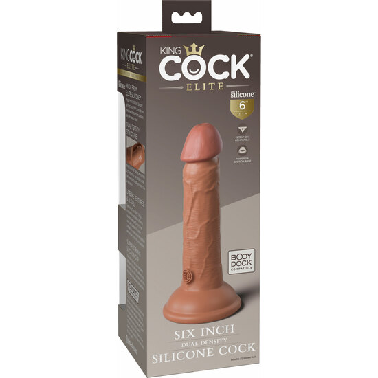6 INCH 2 DENSITY SILICONE COCK - CARAMEL image 2