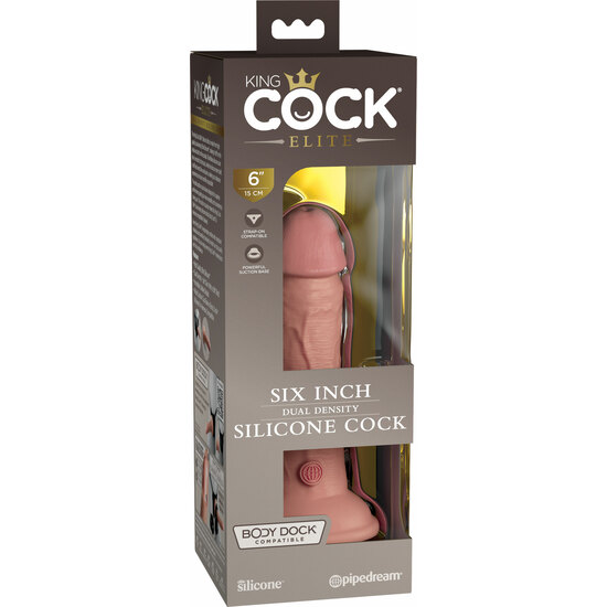 6 INCH 2 DENSITY SILICONE COCK - SKIN image 1
