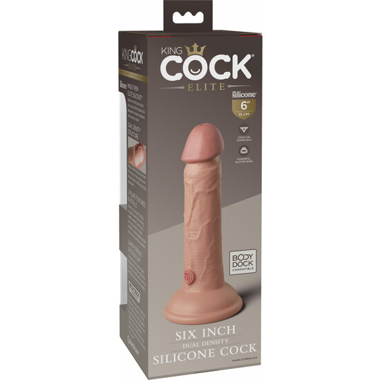 6 INCH 2 DENSITY SILICONE COCK - SKIN image 3