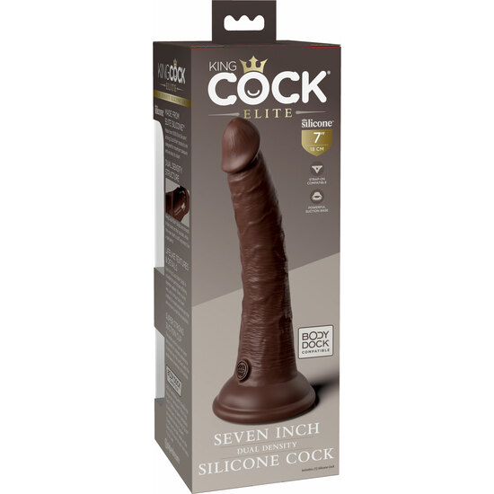 7 INCH 2 DENSITY SILICONE COCK - BROWN image 2