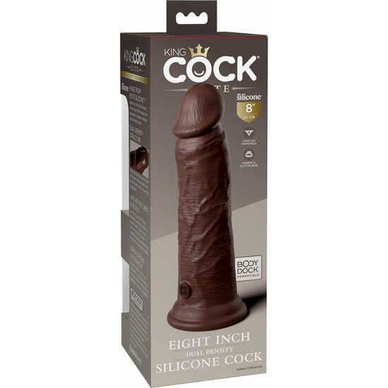 8 INCH 2 DENSITY SILICONE COCK - BROWN image 2