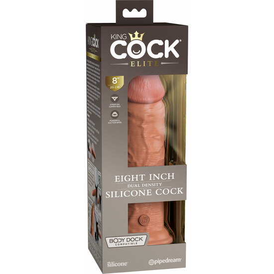 8 INCH 2 DENSITY SILICONE COCK - CARAMEL image 1
