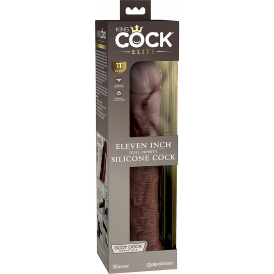 11 INCH 2DENSITY SILICONE COCK - BROWN image 1