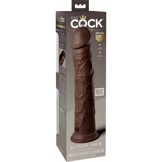 11 INCH 2DENSITY SILICONE COCK - BROWN image 2