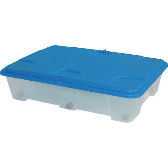 CAJA MULTIUSOS DE PLÁSTICO CON FONDO TRANSPARENTE Y TAPA AZUL L795X590XH180 MM. image 0