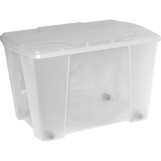 CAJA DE PLÁSTICO MULTIUSO CON FONDO TRANSPARENTE Y LA CUBIERTA AZÚL L565X390XH350 MM. image 0