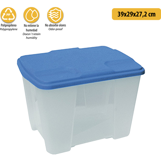 CAJA DE PLÁSTICO MULTIUSO CON FONDO TRANSPARENTE Y LA CUBIERTA AZÚL L390X290XH272 MM. image 2