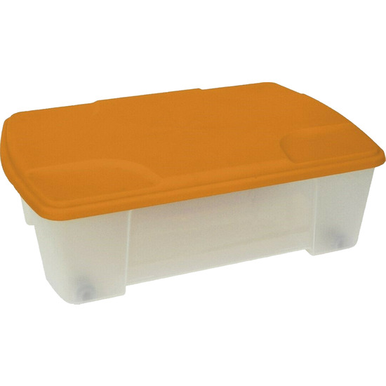 CAJA MULTIUSOS DE PLÁSTICO CON FONDO TRANSPARENTE Y LA TAPA NARANJA L565X390XH180 MM. image 0