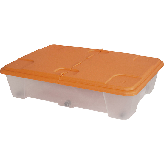 CAJA MULTIUSOS DE PLÁSTICO CON FONDO TRANSPARENTE Y LA TAPA NARANJA L795X590XH180 MM. image 0