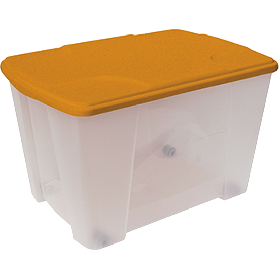 CAJA MULTIUSOS DE PLÁSTICO CON FONDO TRANSPARENTE Y LA TAPA NARANJA L565X390XH350 MM. image 0