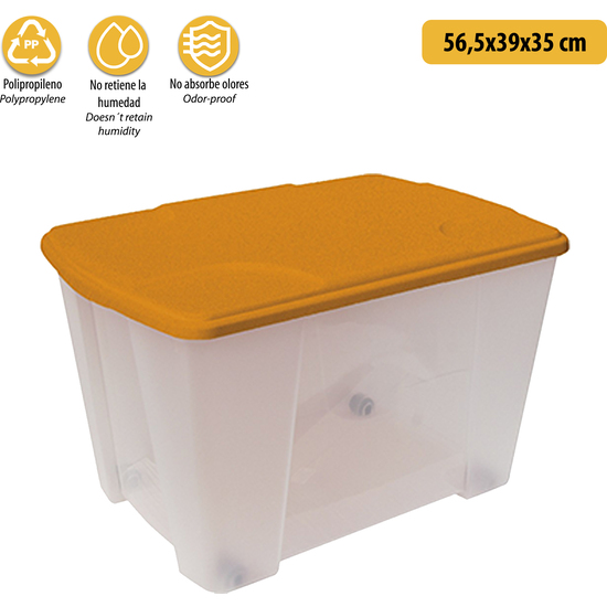 CAJA MULTIUSOS DE PLÁSTICO CON FONDO TRANSPARENTE Y LA TAPA NARANJA L565X390XH350 MM. image 2