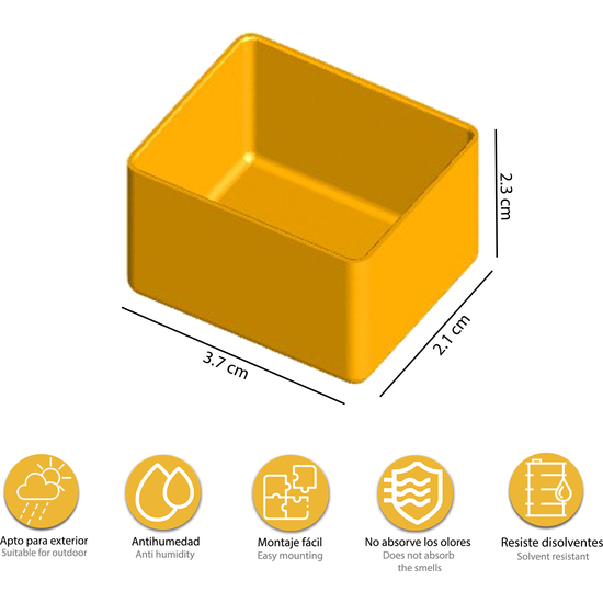 CAJA DE POLIPROPILENO 37X21 H 23 MM PARA ORGANIZADOR DE PLÁSTICO ART PLAST DE 6 COMPARTIMENTOS DE L 120 X P 100 X H28 MM image 1