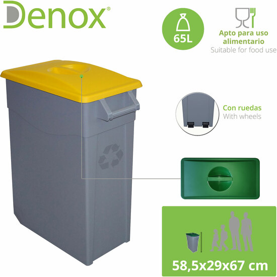 PACK RECICLAJE CONTENEDOR ZEUS: 4 CONTENEDORES CERRADO DE 65 LITROS, COLORES. CAPACIDAD TOTAL: 260 LITROS. image 1