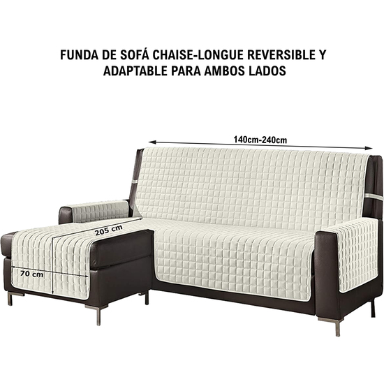 FUNDA DE SOFÁ CHAISE-LONGUE 3 PLAZAS REVERSIBLE- ADAPTABLE A AMBOS LADOS CRUDO image 2