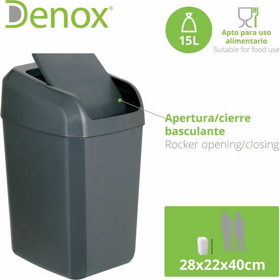 PACK RECICLAJE TROYA: 45 LITROS TOTALES, EN 2 CONTENEDORES, DE 15 Y 30 LITROS, EN COLOR ANTRACITA image 1