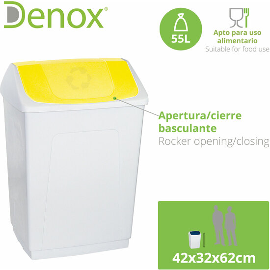 PACK RECICLAJE PAPELERA BASCULANTE: 3 CONTENEDORES DE 55 LITROS EN COLORES. CAPACIDAD TOTAL 165 LITROS. image 1